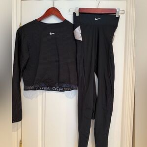 Nike Pro Black Dri-FIT Top and matching leggings.